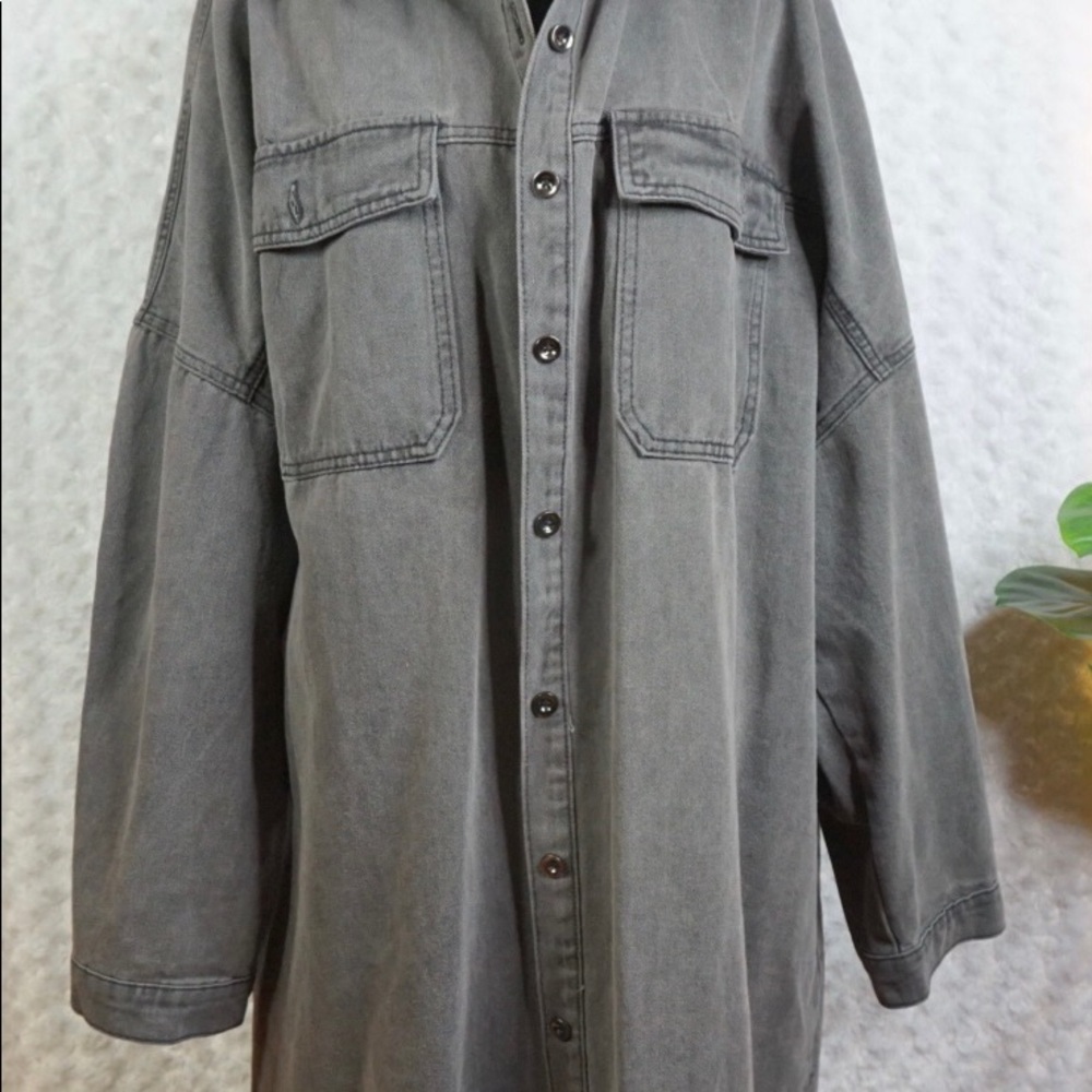 Dark Grey Denim Shacket